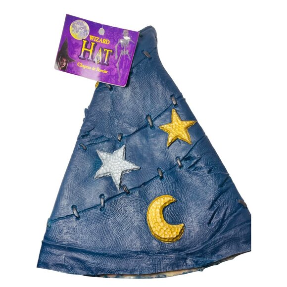 Wizard Hat Blue Stars & Moon Rubber Paper Magic Group Ages 5+ Halloween Vintage - Picture 10 of 14